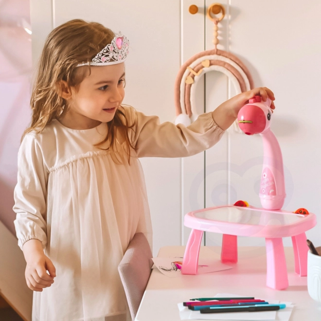 Zeichenbrett mit Projektor Rosa Giraffe