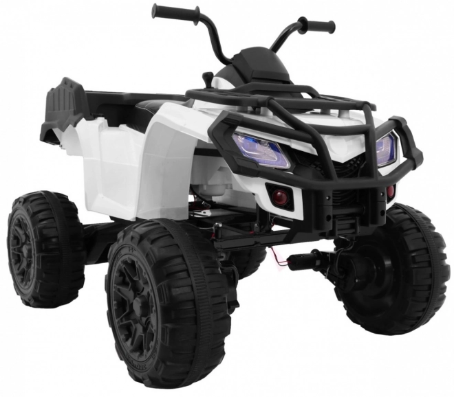 XL Quad auf Batterie für Kinder weiß + 4x4 Antrieb + Gepäckträger + langsamer Start + EVA + LED Audio