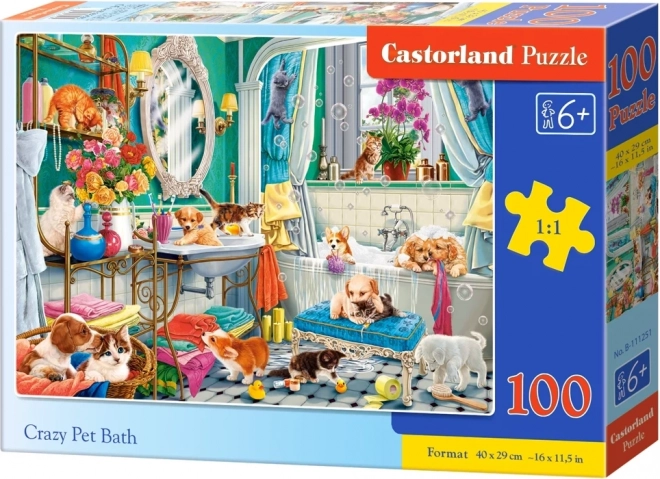 Castorland Puzzle Verrücktes Haustierbad 100 Teile