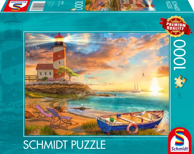 Schmidt Puzzle Sonnenuntergang über der Bucht mit Leuchtturm 1000 Teile