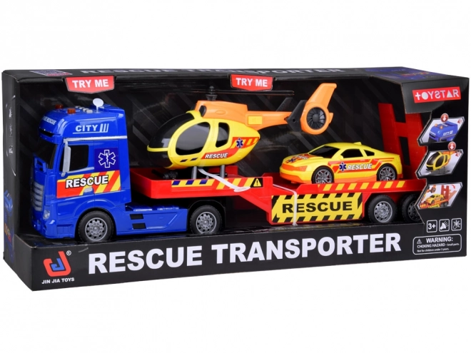 Rettungsfahrzeug-Set mit Hubschrauber und Auto