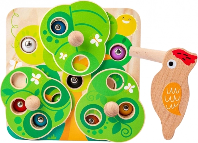 Holzgeschicklichkeitsspiel 2-in-1 Ziehe die Würmchen heraus für Kinder