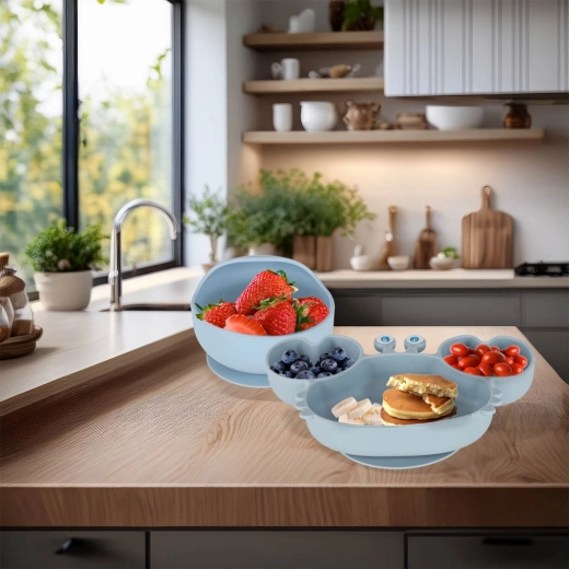 Stabiler Teller und Schüssel mit Saugnapf