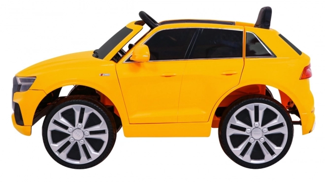 Audi Q8 Kinderwagen Gelb + Fernbedienung + EVA + Langsamer Start + MP3 USB + LED-Leuchte