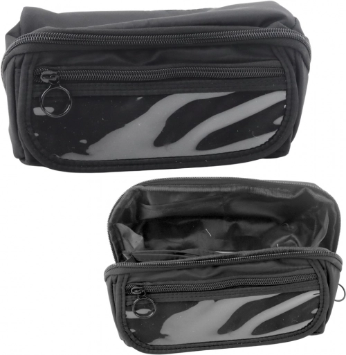 Schwarzes ausziehbares Schulmäppchen mit durchsichtiger Tasche