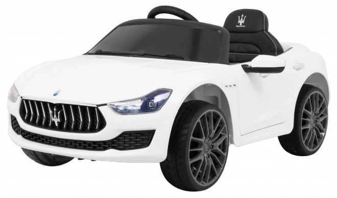 Maserati Ghibli Batterie für Kinder Weiß + Fernbedienung + Langsamer Start + EVA + MP3 USB + LED