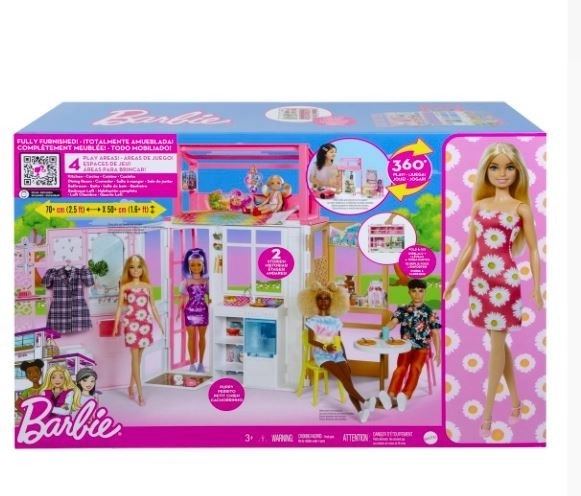 Barbie Puppenhaus mit Puppe und Welpe Spielset