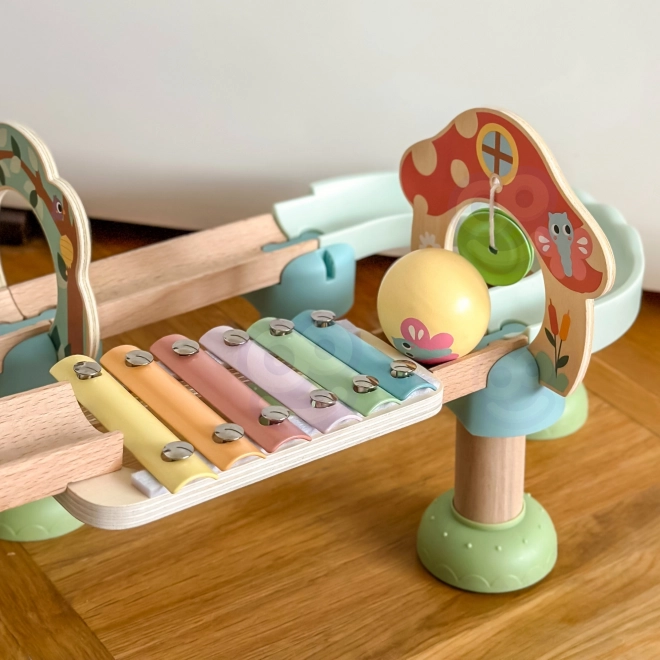 Holz-Kugelbahn mit Xylophon Tooky Toy 44 Stk.