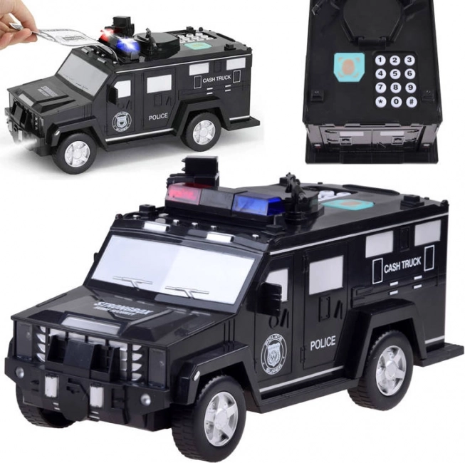 Polizei Auto Spardose Bankautomat Tresor – Schwarz