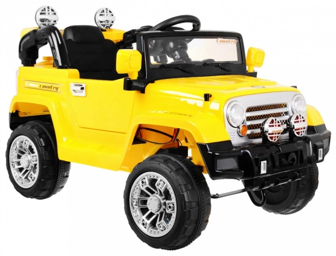 JJ Geländewagen auf Batterie für Kinder Gelb + Fernbedienung + Stauraum + Lichter + Audio