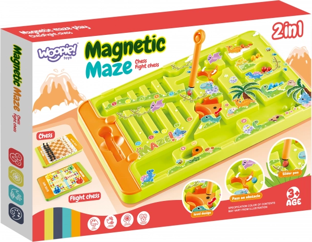 WOOPIE Magnetisches Labyrinth 2-in-1 Spiel Mensch ärgere dich nicht