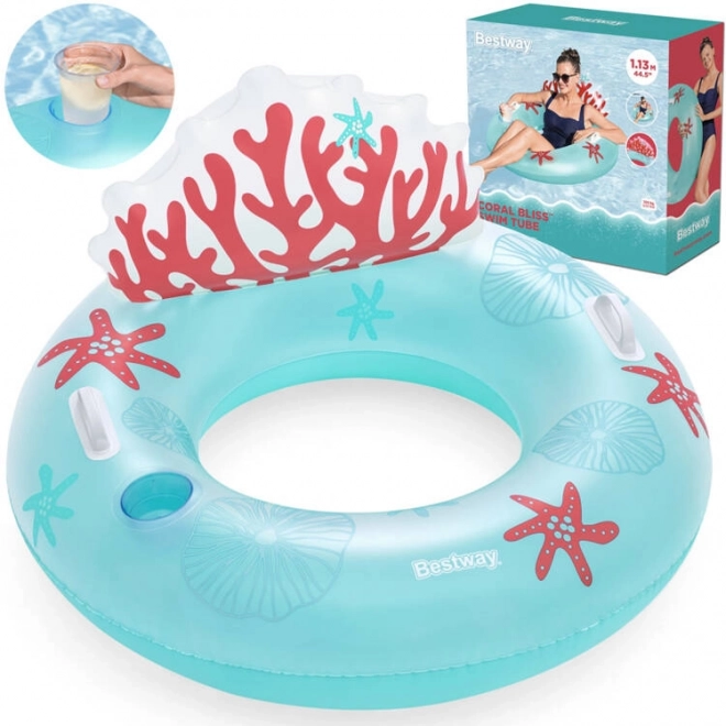 Bestway aufblasbarer Schwimmring mit Rückenlehne Korallenriff Design