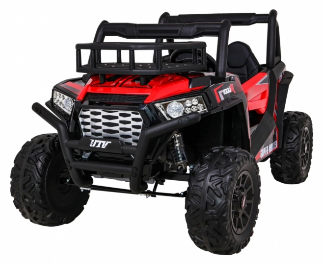 Buggy UTV Offroader für Kinder Rot + Fernbedienung + Gepäckträger + langsamer Start + EVA + MP3 LED