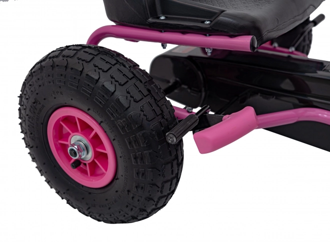 Kinder-Tret-Go-Kart Pink mit Luftreifen und Handbremse