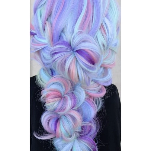 Synthetische Haarverlängerung Ombre Blau/Violett