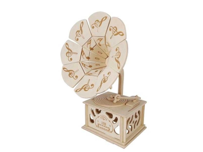 Holz 3D-Puzzle Grammophon