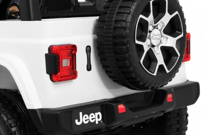 Jeep Wrangler Rubicon Batterie für Kinder Weiß + Fernbedienung + MP3-Radio LED + EVA-Räder