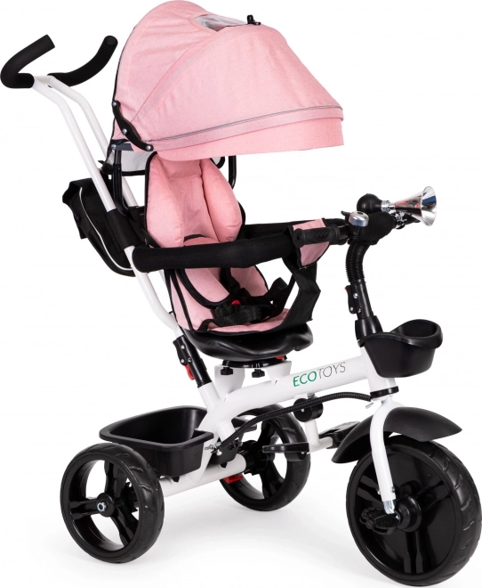 Dreirad Kinderwagen mit 360° Drehbarer Sitz Pink