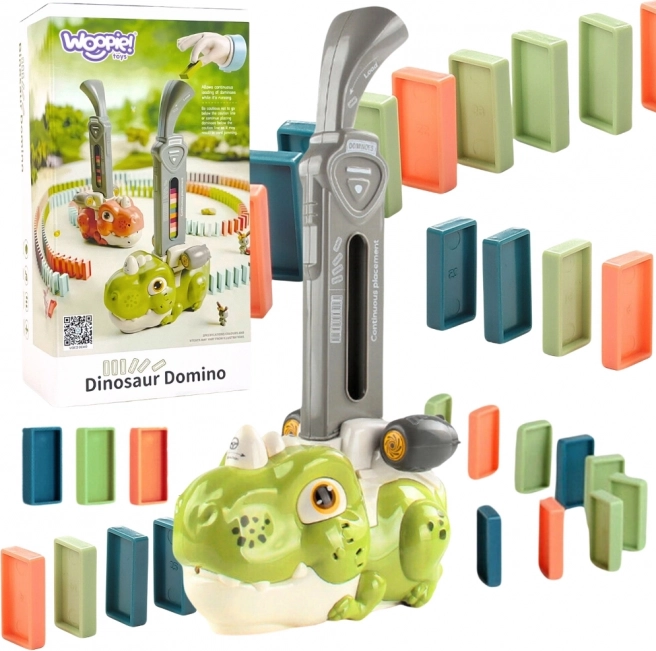 Interaktiver grüner Dinosaurier WOOPIE mit elektrischem Zug und Domino