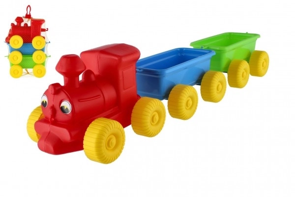 Plastikspielzeugzug mit 2 Waggons