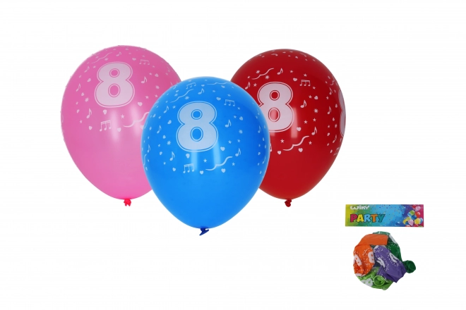 Luftballons 30cm - Set 5 Stk., mit Nummer 8