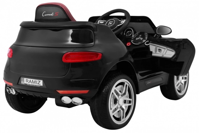 Turbo-S batteriebetriebenes Auto für Kinder schwarz + Fernbedienung + langsames Starten + EVA-Räder + Radio MP3