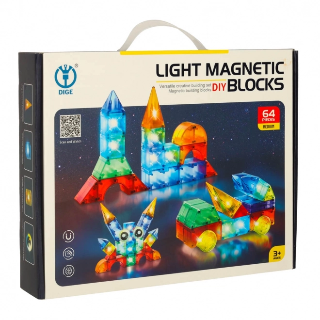 Leuchtende Magnetbausteine Set 64-teilig