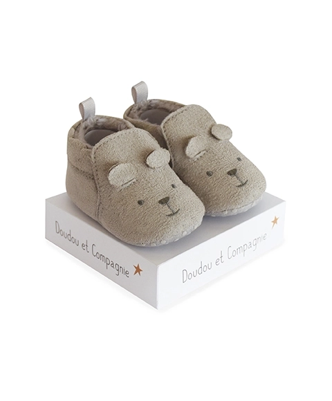 Doudou Geschenkset - Erste Schuhe für Babys 0-6 Monate Grau