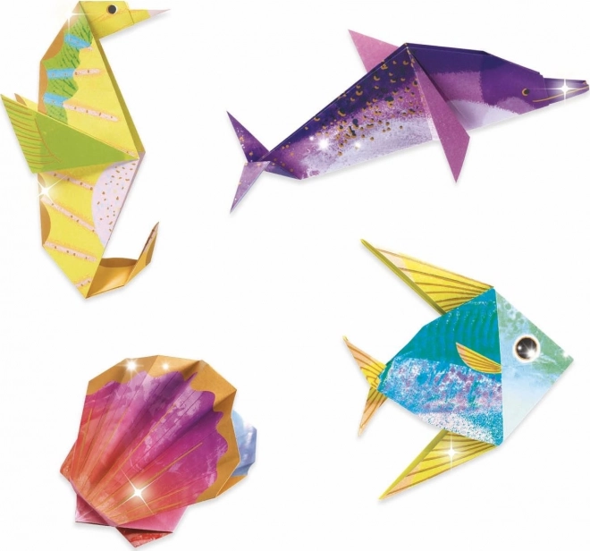 Origami metallisch unter Wasser