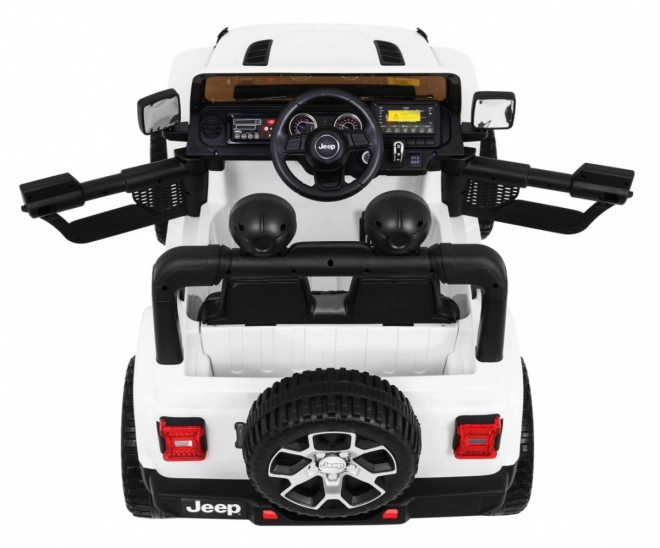 Jeep Wrangler Rubicon Batterie für Kinder Weiß + Fernbedienung + MP3-Radio LED + EVA-Räder