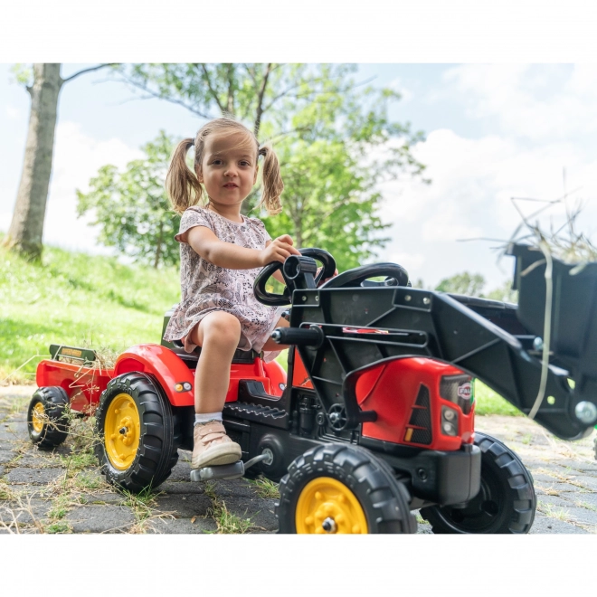 FALK Traktor Trettraktor 2030M Roter Supercharger Pedallader mit Anhänger