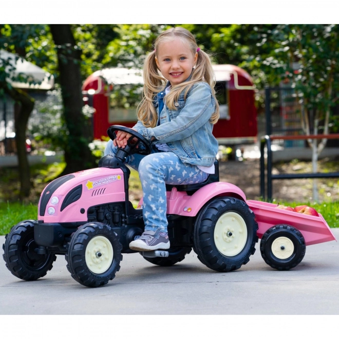 Trettraktor County Star mit Anhänger in Rosa