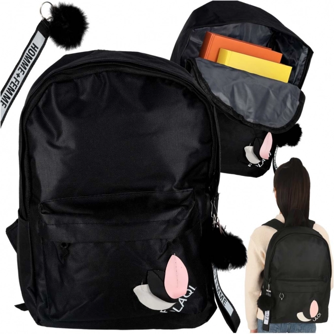 Schwarzer Schulrucksack für Jugendliche