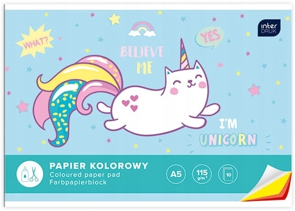 Bunte Kreativpapiere A5 – Einhorn