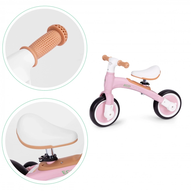 Kinderrad mit Pedalen und Stützrädern 3in1 Pink