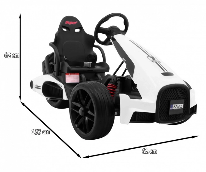 Kinder-Gokart Bolid XR-1 mit Batterie Weiß + verstellbarer Lenker + geformter Sitz