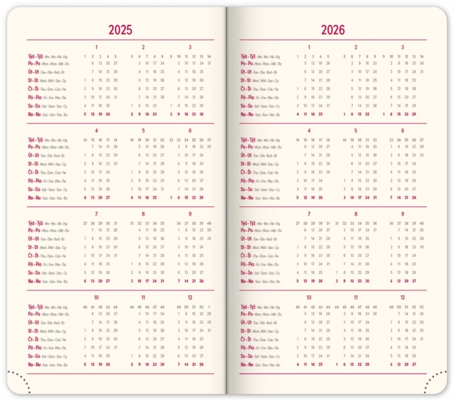 Taschenkalender Diamante 2025 - Rot