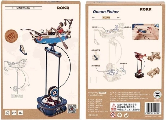 Mechanisches 3D-Puzzle Fischerboot mit Pendelantrieb