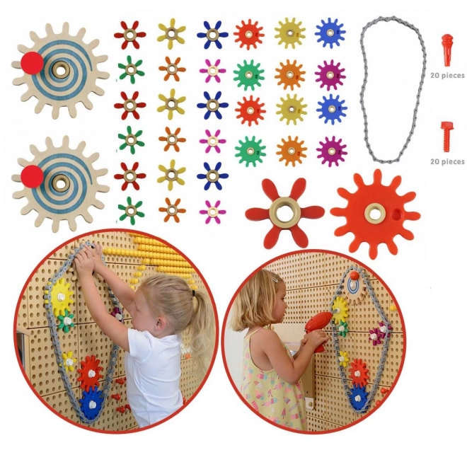 Masterkidz Wandtafel Zahnräder und Kette Bauset