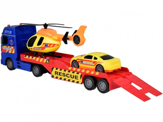 Rettungsfahrzeug-Set mit Hubschrauber und Auto