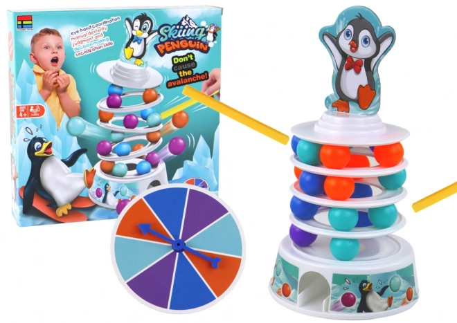 Geschicklichkeitsspiel Pinguin Rutsch Turm Kugeln