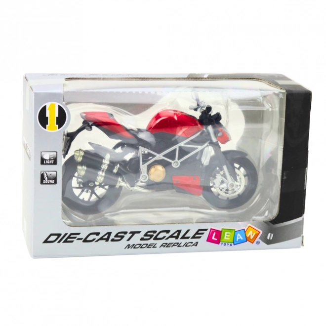 Metallisches Sportmotorrad mit Effekten Rot 1:12