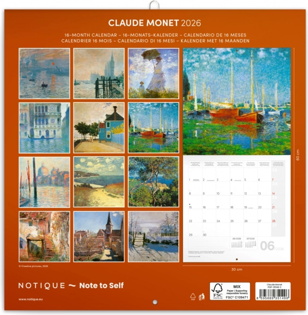 Notizkalender Claude Monet 2026, 30 x 30 cm