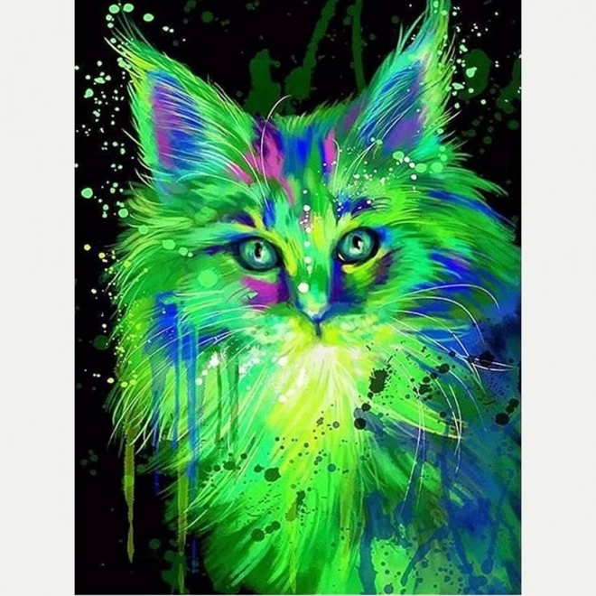 Diamantmalerei fluoreszierende Katze 30x40cm