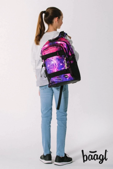 BAAGL Skate Galaxy Schulset: Rucksack, Federmäppchen, Turnbeutel