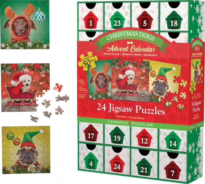 Puzzle Adventskalender: Weihnachtswelpen