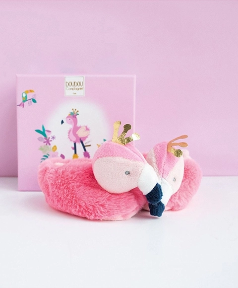 Doudou Geschenkset Erster Schuhe Flamingo 0-6 Monate