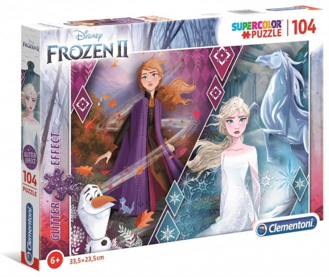 Clementoni Glitzer-Puzzle Die Eiskönigin 2: Anna und Elsa 104 Teile