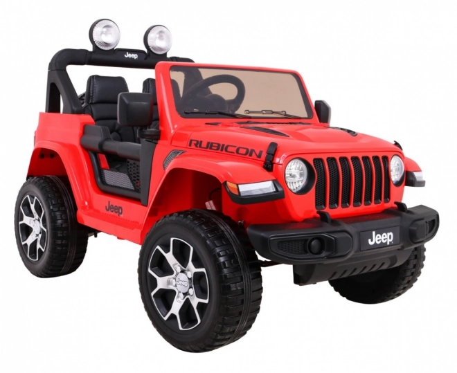 Jeep Wrangler Rubicon Batterie für Kinder Rot + Fernbedienung + MP3 LED Radio + EVA Räder