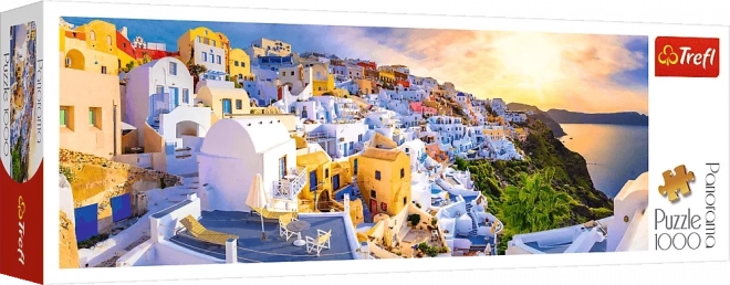 Puzzle 1000 Teile - Panorama: Sonnenuntergang auf Santorini, Griechenland